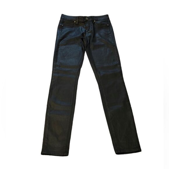 Paige Jeans Women’s Verdugo Ultra Skinny Wax Coating Black Size 26 - Picture 1 of 9